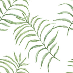 Leaves tropical jungle watercolor hand drawn illustration. Print textile patern seamless set separately on white background wildlife