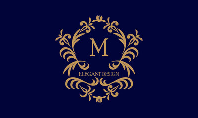 Exquisite monogram template with the initial letter M. Logo for cafe, bar, restaurant, invitation. Elegant company brand sign design.