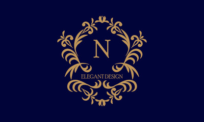 Exquisite monogram template with the initial letter N. Logo for cafe, bar, restaurant, invitation. Elegant company brand sign design.