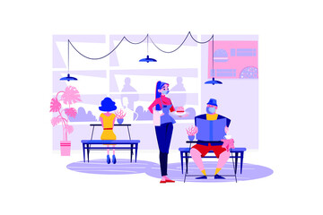 Social Distancing at the Restaurant Illustration concept. Flat illustration isolated on white background.