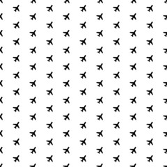Square seamless background pattern from geometric shapes. The pattern is evenly filled with big black plane symbols. Vector illustration on white background