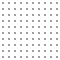 Square seamless background pattern from geometric shapes are different sizes and opacity. The pattern is evenly filled with small black beach ball symbols. Vector illustration on white background