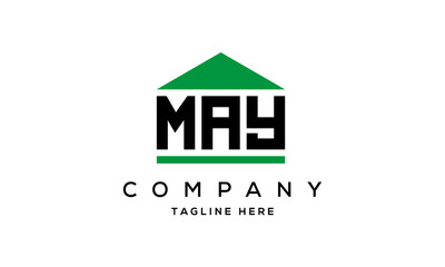 MAY three letter house for real estate logo design