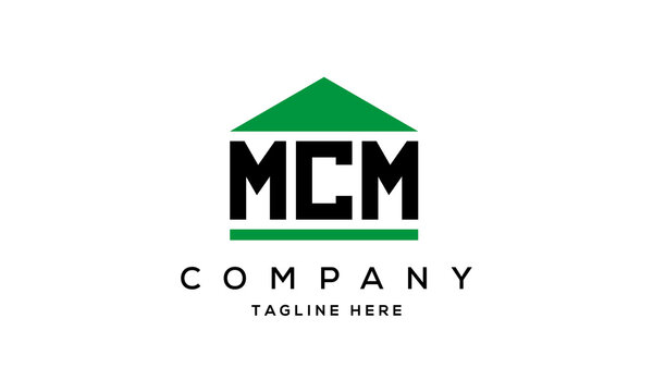 MCM three letter house for real estate logo design Stock Vector