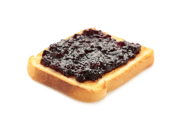 Toast with jam isolated on white background