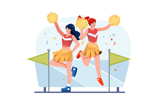 Cheerleader performance Illustration concept. Flat illustration isolated on white background.