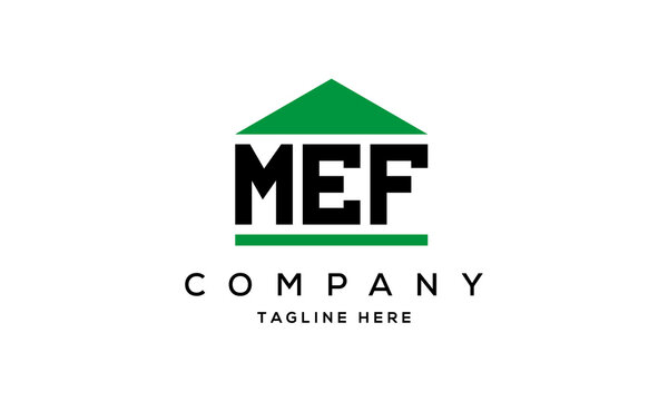 MEF three letter house for real estate logo design