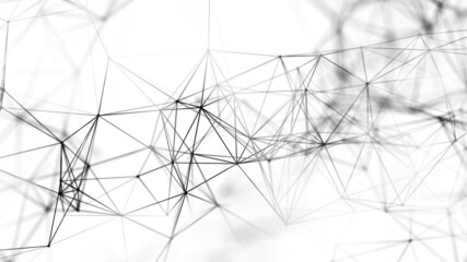 Abstract illustration with connected dots and lines. Digital network background. 3D rendering.
