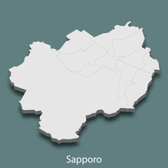 Fototapeta premium 3d isometric map of Sapporo is a city of Japan