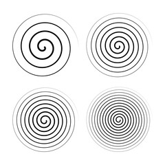Line in circle form. Single thin line spiral goes to edge of canvas. Vector illustration
