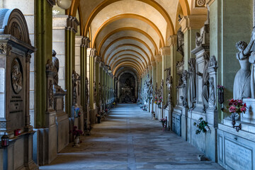 Fototapeta na wymiar Italy. Liguria. Genoa. Staglieno monumental cemetery. The galleries