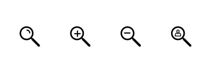 search icon, zoom icon, find contact icon, search symbol vector