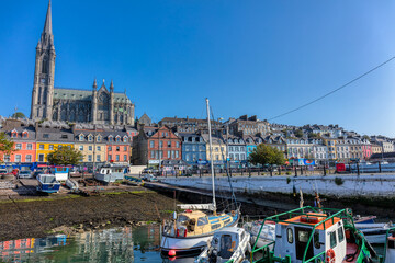 Panorama of Cobh Ireland East Cork with St. Colman's Cathedral
