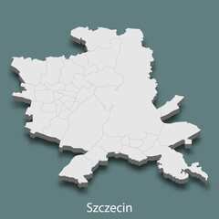 3d isometric map of Szczecin is a city of Poland - obrazy, fototapety, plakaty