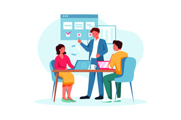 Marketing Director Finding Keywords For The Site Illustration concept. Flat illustration isolated on white background.