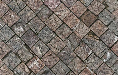 stone pattern part of the city square, gray and brown cobblestone