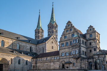 Fototapeta na wymiar Bamberger Dom mit dem zweiten Turmpaar im Westen