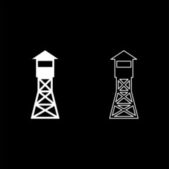 Watching tower Overview forest ranger fire site icon white color vector illustration flat style image set
