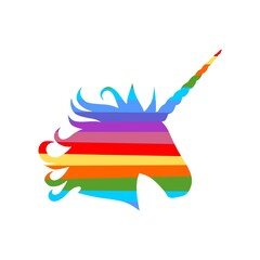 Colorful unicorn icon isolated on white background