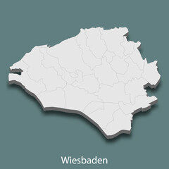 3d isometric map of Wiesbaden is a city of Germany