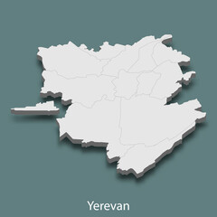 3d isometric map of Yerevan is a city of Armenia