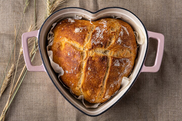 Closeup of homemade bread on the table