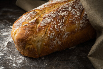 Closeup of homemade bread on the table
