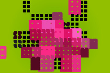 Polygonal elements on green background. Vector illustration.