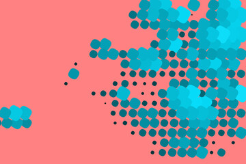 Blue mosaic design on pink background. Copy space for text. Vector illustration