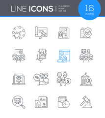 Childrens home - modern line design style icon set