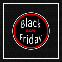 Black Friday Sale. Round neon banner. Vector illustration. Black style.