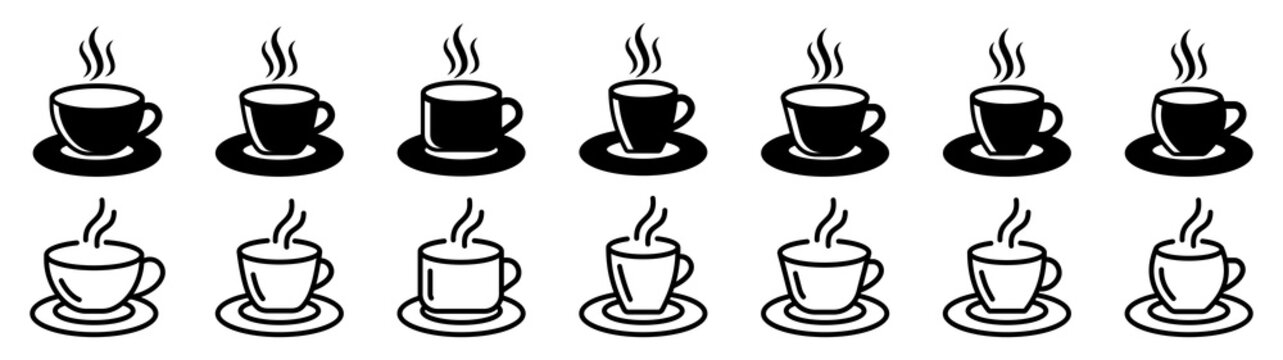 Coffee cup icon set. Vector illustration