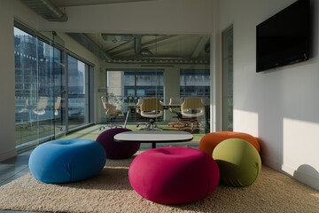 Colourful relax zone in modern office