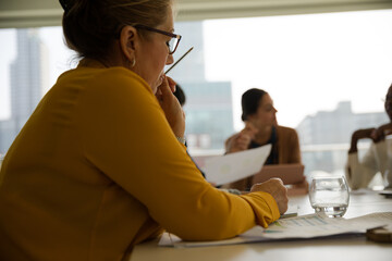 Business people brainstorming in conference room