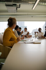 Business people brainstorming in conference room