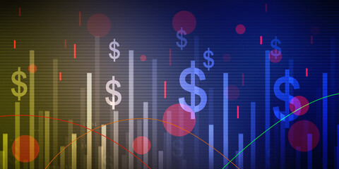 2d rendering Stock market online business concept