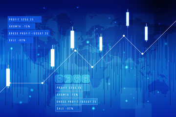 2d rendering Stock market online business concept. business Graph 