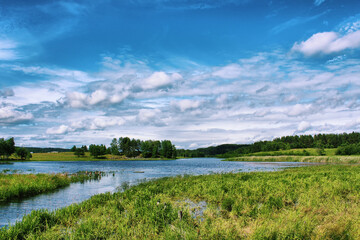 landscape with lake and clouds