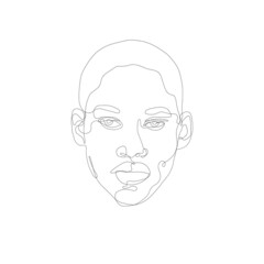 One line hand drawn man face. Continuous line vector illustration. 