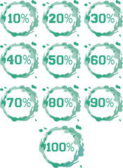 
discounts from ten to one hundred percent, vector icons for your advertising and banner.