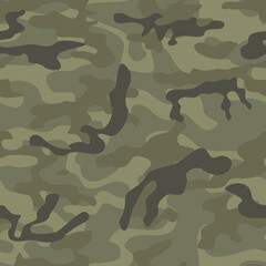 Abstract camouflage forest pattern, khaki background, army uniform.
