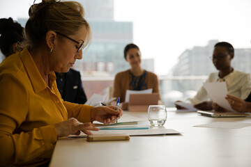 Business people brainstorming in conference room