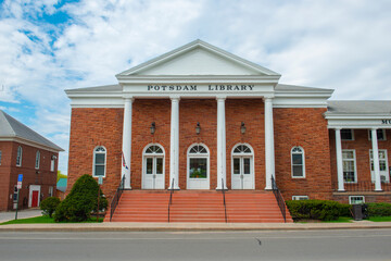 Potsdam Town Public Library at 2 Park Street in historic downtown Potsdam, Upstate New York NY, USA.  - obrazy, fototapety, plakaty