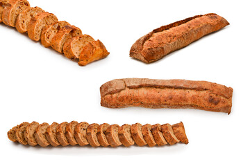 Fresh baguette isolated in white.