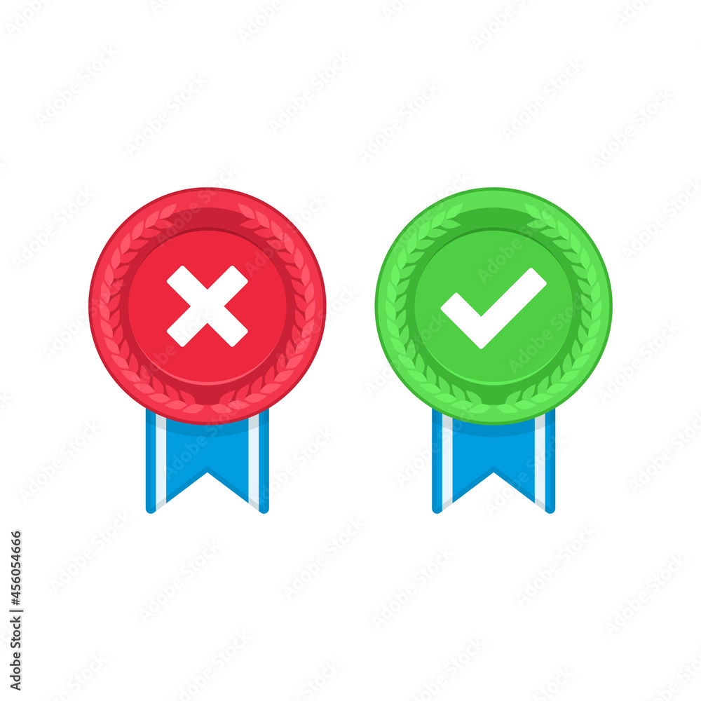 Aufkleber marks icons set. checkmark pictograms. vector confirm and reject design elements. simple web buttons