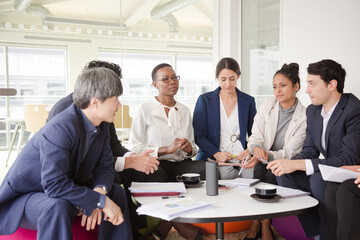 Business people talking in relax zone