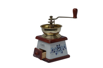 old coffee grinder on a white background