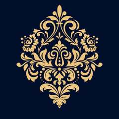 Damask graphic ornament. Floral design element. Gold vector pattern