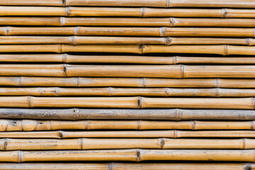 Bamboo texture. Light and rustic bamboo boards with some marks of time. Top view.