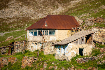 Abandoned old houses ruins on mountains of Georgia